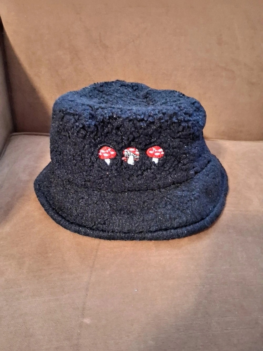 Black Embroidered Bucket Hat